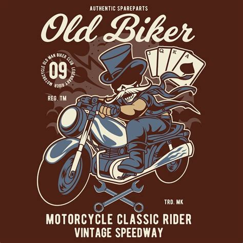 Old Man Biker Vector Premium