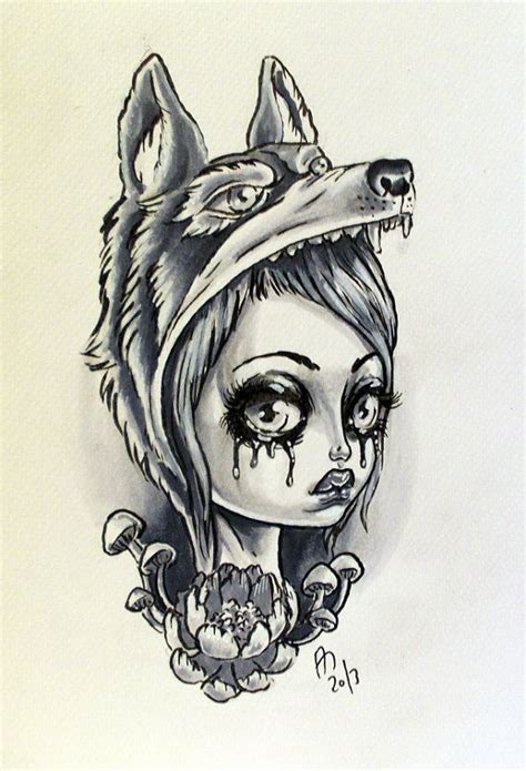Wolf Girl Original Drawing By Maimaiart On Etsy 3800 Drawings