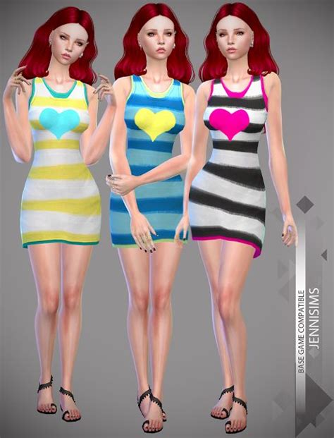 Jennisims Downloads Sims 4 Collection Dress I Heart Summer Base Game