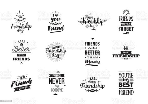 Selamat Hari Persahabatan Vektor Desain Tipografi Ilustrasi Stok