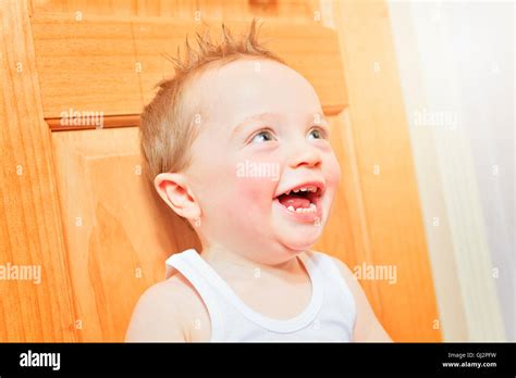 A Happy 2 Years Old Baby Boy Kid Is Smiling Grinning Stock Photo Alamy