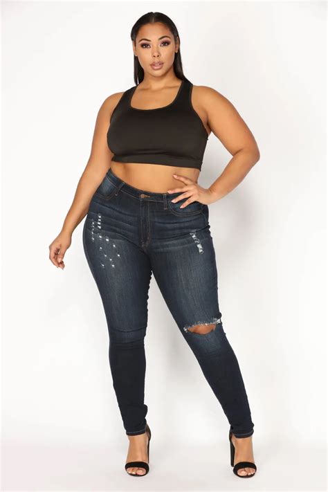 2018 Plus Size Ripped Pencil Jeans New Slim Stretch High Waist Skinny