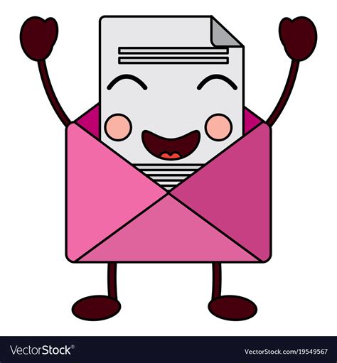 Kawaii Email Envelope Letter Message Cartoon Vector Image