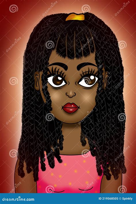 Black Girl Cartoon Clipart Digital Illustration Stock Illustration