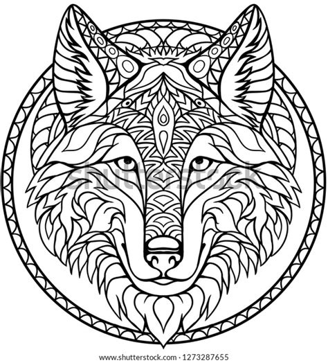 Hand Drawn Zentangle Wolf Head Adult Stock Vector Royalty Free 1273287655