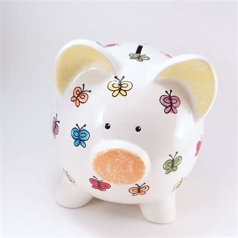 Bright Butterfly Piggy Bank Butterfly Ceramic Bank Girls Etsy Canada