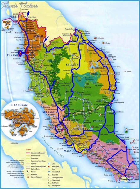 Malaysia Map Tourist Attractions Travelsfinders