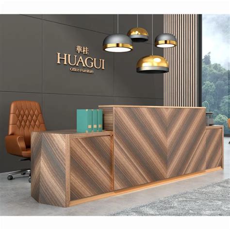 Wood Counter Office Front Counter Design Standing Reception Desk R2