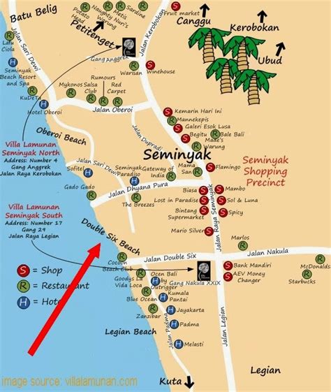 Double Six Beach Seminyak Bali Location Map 
