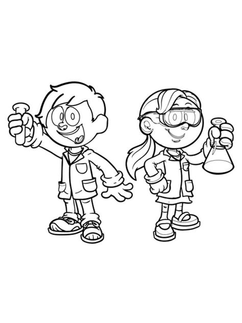 Cartoon Scientist Coloring Pages