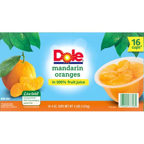 Dole Mandarin Oranges In 100 Fruit Juice Fruit Cups 4 Oz From Bjs