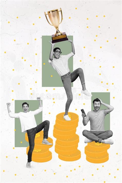 Artwork Magazine Picture Of Lucky Guys Lady Celebrating Winning Money