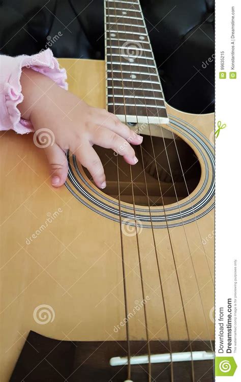Guitar Learning Background Baby Fingers Stock Image Image Of Kids
