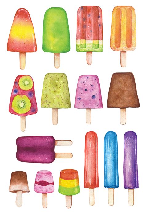 Watercolor Popsicles Clipart Set Popsicles Graphics Summer Etsy