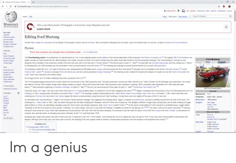 W Editing Ford Mustang - Wikipedia X Enwikipediaorgwindexphp?title ...