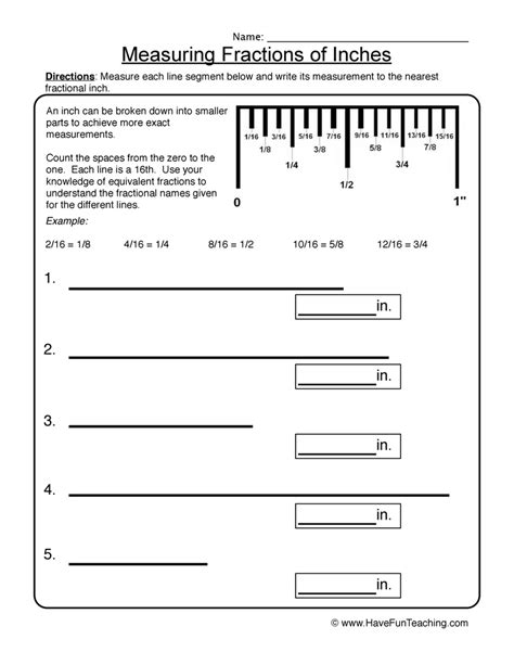 Measurement Fractions Of Inches Worksheet By Teach Simple