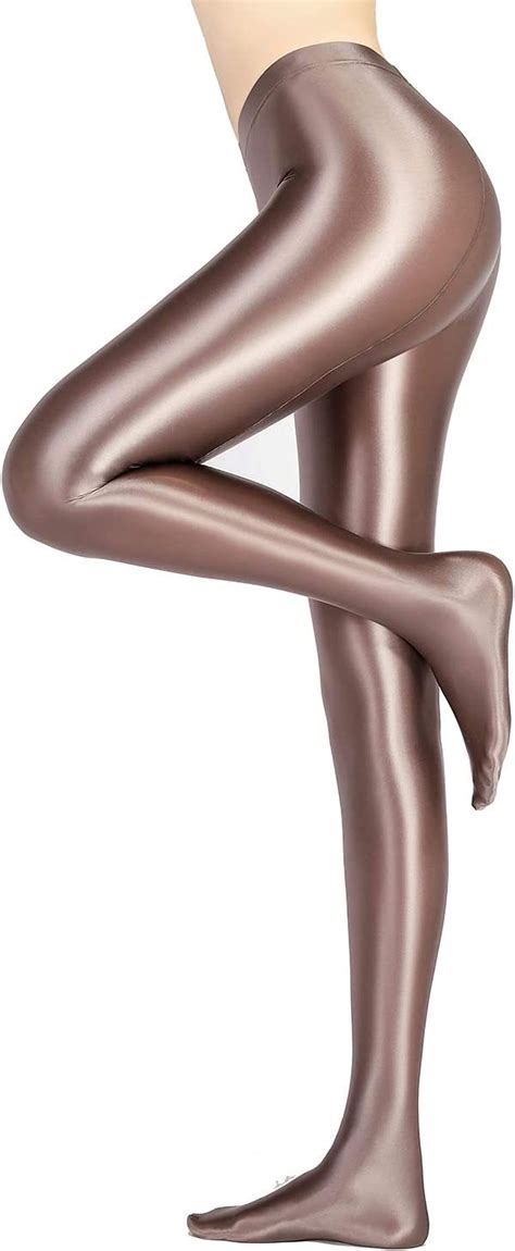 Leohex Glossy Opaque Pantyhose Shiny High Waist Tights Sexy Stockings