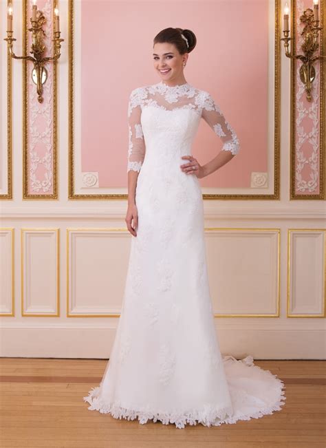 Aliexpress Com Buy New Arrival Modest High Neck Lace Wedding Dress