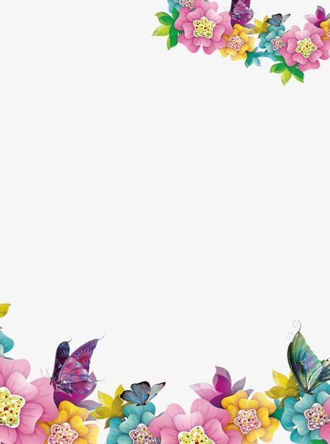 Creative Floral Border Watercolor Flower Background Butterfly Clip