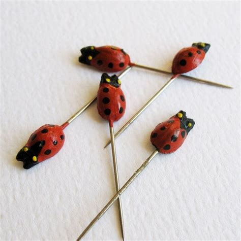 Vintage Ladybug Sewing Pins By Cardblanc On Etsy