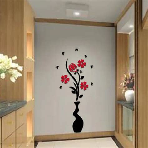 Buy Modern 3d Vase Wall Stickers Flowers Home Decor