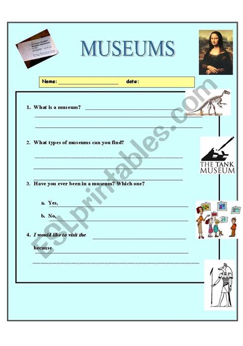 English Worksheets Museums