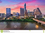 Horizonte de Austin, Tejas foto de archivo. Imagen de escénico - 76792652
