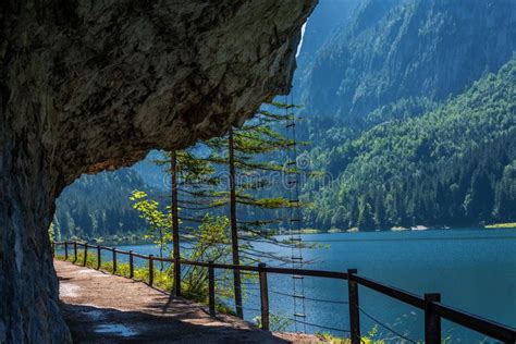 Fantastic Morning On Mountain Lake Gosausee Stock Photo Image Of