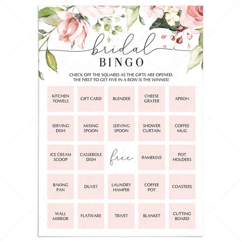 Printable Bridal Bingo Cards Prefilled Blank And Editable Templates