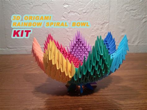 3d Origami Spiral Bowl Kit Etsy Origami Design 3d Origami Modular