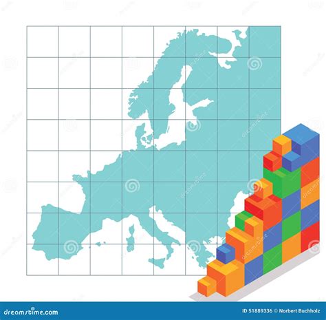 Map Of Europe And Bar Chart Stock Vector Illustration Of Dimensional