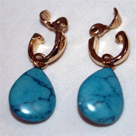 Turquoise Drop Clip On Earrings By ABetterPlace On Etsy