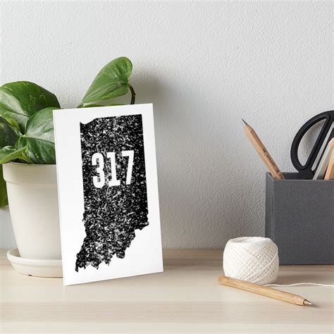 317 Area Code Of Indianapolis Zip Map Art Board Print By Renzana