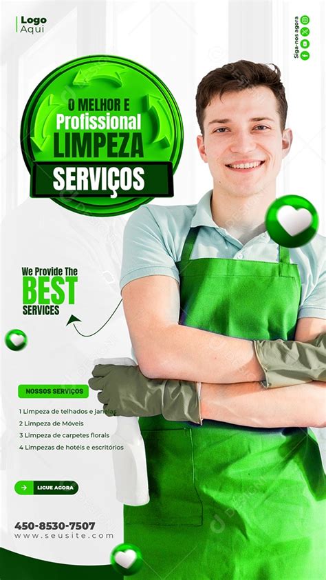 Story O Melhor E Profissional Limpeza Serviços Gerais Social Media Psd Editável Download Designi