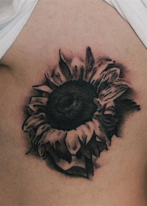 Black And Grey Sunflower Flower Tattoo By Dlacie Tattoonow
