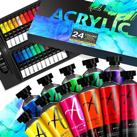 Artistro Acrylic Paint Set 24 Colors For Canvas Painting Etsy