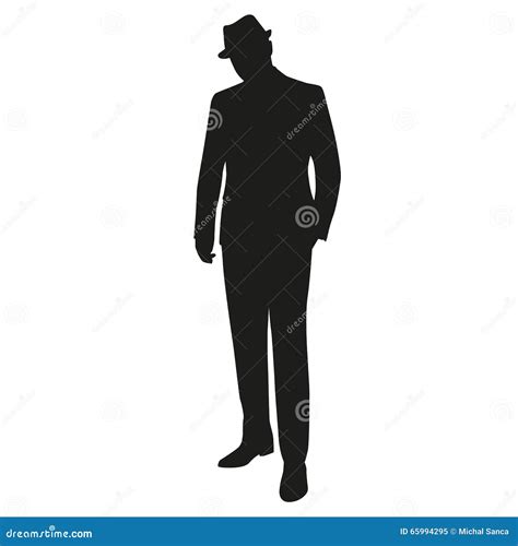 Silhouette Of Man In Fedora And Overcoat Royalty Free Illustration