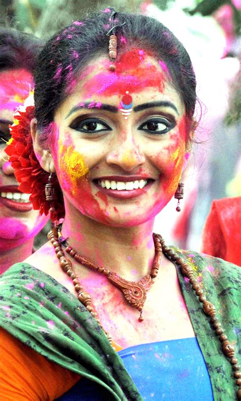 Colorful Holi Girl With Painted Face