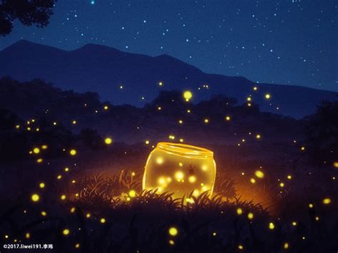 Download Firefly Starry Sky Anime Original Night Hd Wallpaper By Liwei191