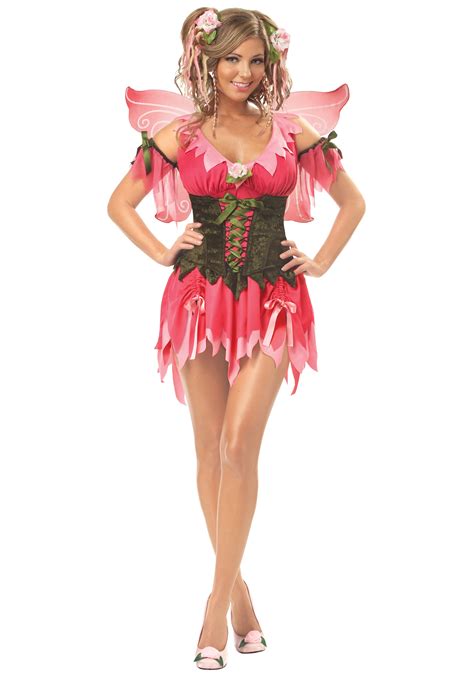 Adult Rose Fairy Costume Sexy Pink Womens Fairy Costumes