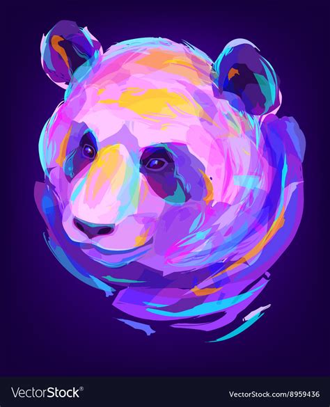 Cute Colored Panda Head Royalty Free Vector Image