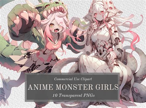 Monster Anime Girl Clipart Bundle 10 Creepy and Fantastical Characters