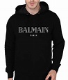 Balmain Paris Black Hoodie | Printed Balmain Paris Hoodie