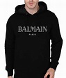 Balmain Paris Black Hoodie | Printed Balmain Paris Hoodie