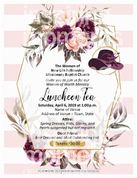 Ladies Tea Event Flyer Printable Luncheon Tea Mothers Day Etsy