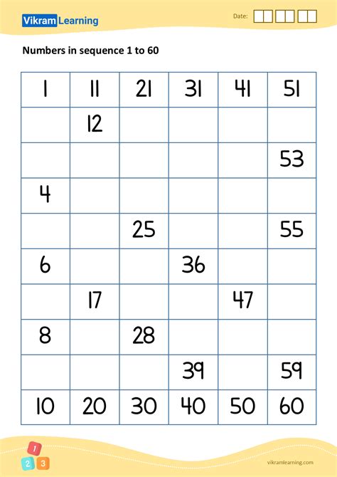 Download 02 Numbers In Sequence 1 To 60 Worksheets