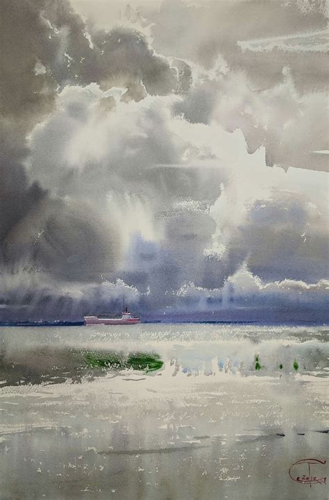 Sergey Temerev Watercolor Sky Landscape Paintings Watercolor Landscape