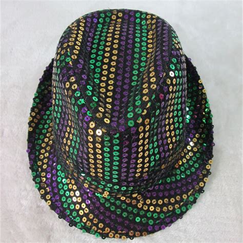 Mardi Gras Hats Purple Green Gold Sequin Stripe Hats Mardi Gras Party