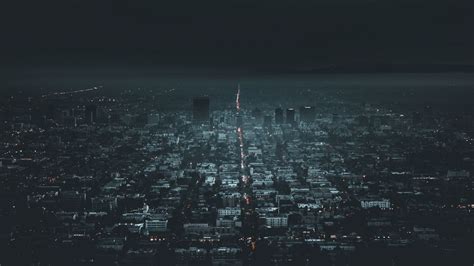 Download Wallpaper 1366x768 Night City Aerial View City Lights Los