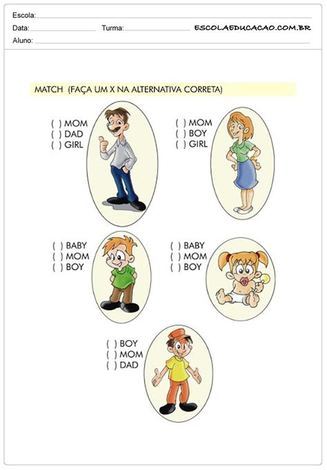 Atividade De Inglês My Family 2 Ano